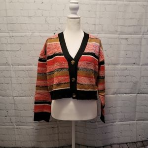 NWT BP by Nordstrom Black Marble Striped Cardigan